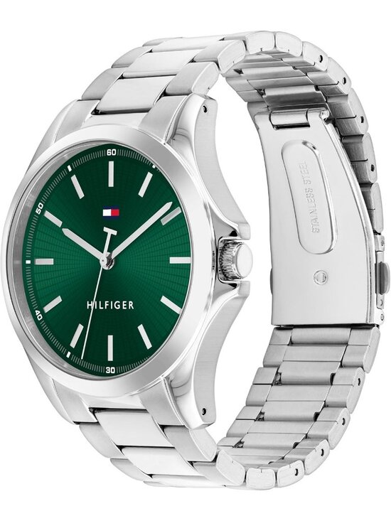 Women\'s Silver Green Stainless Steel Bracelet Stylish 3H Quartz Wrist Watch main image 6